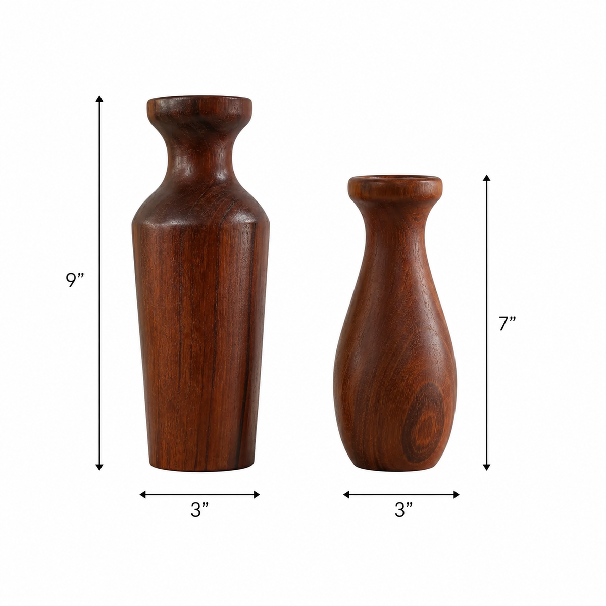 Sheesham Wood Vase Duo