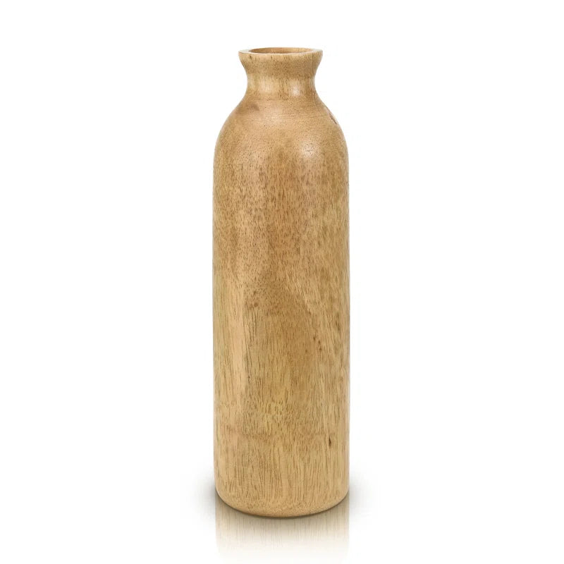 Essential Hand-carved Plain Brown Mango Tree Wood Flower Vase