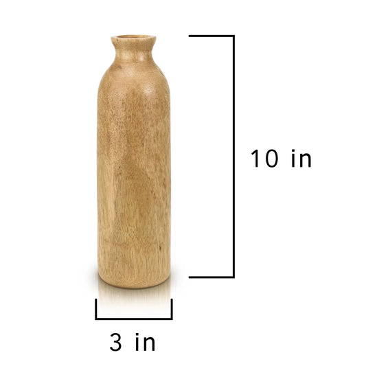 Essential Hand-carved Plain Brown Mango Tree Wood Flower Vase