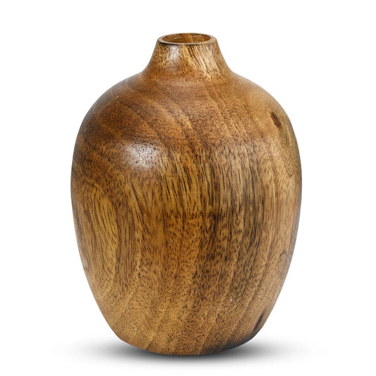 Rustic Elegance Small Round Hand-Carved Wooden Flower Paluas