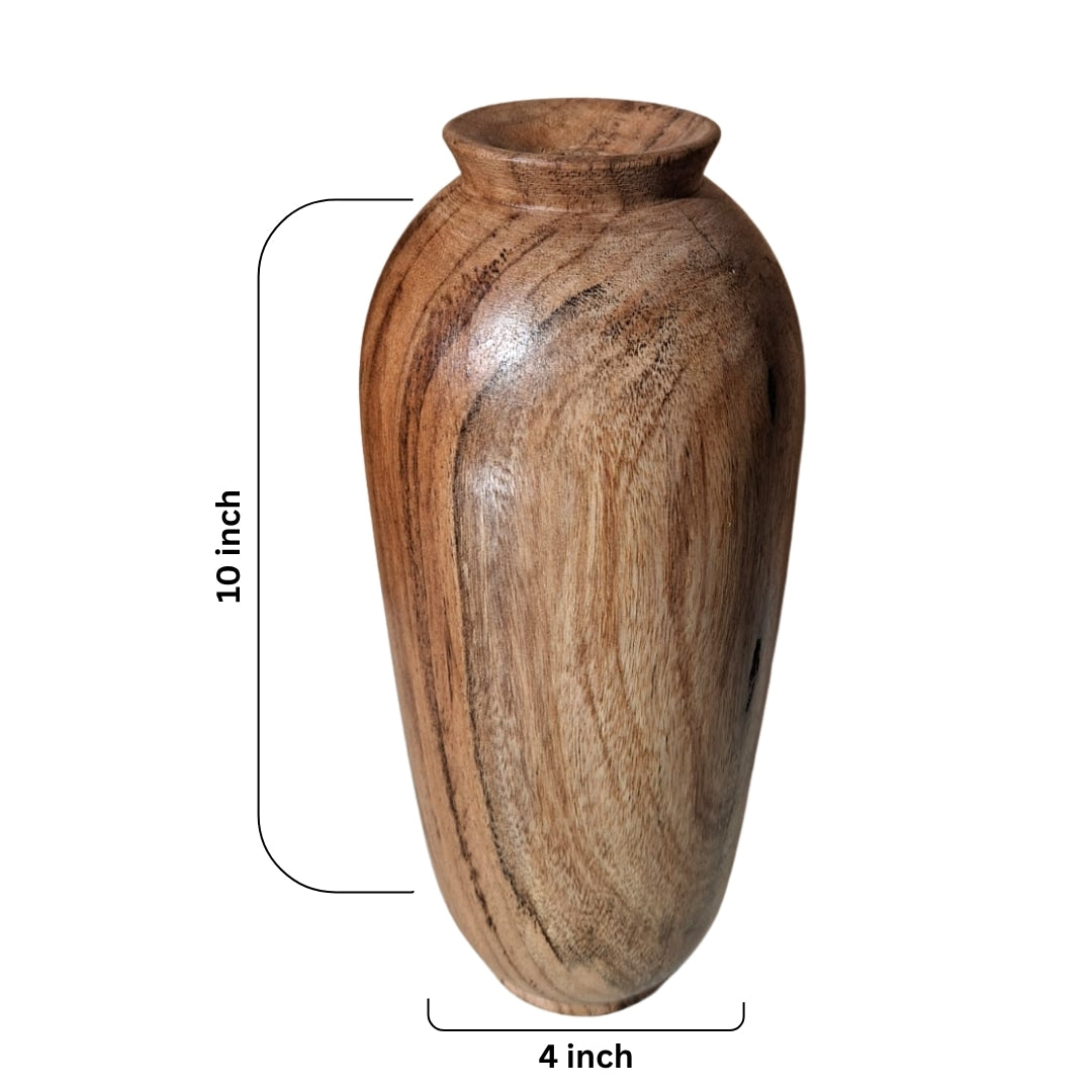 Natural Wood Tapered Vase