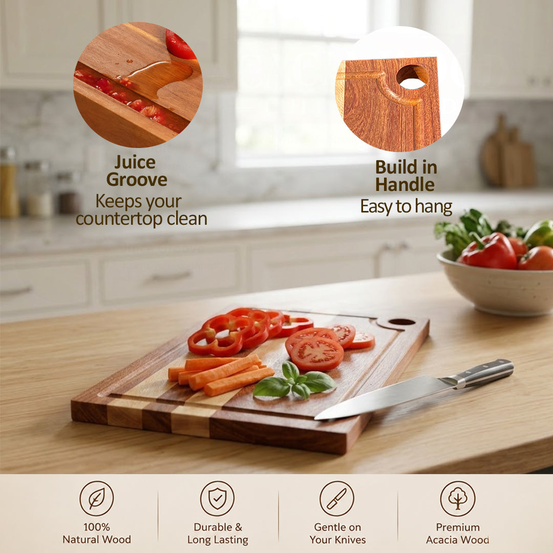 Acacia Wood Chopping Board with Handle