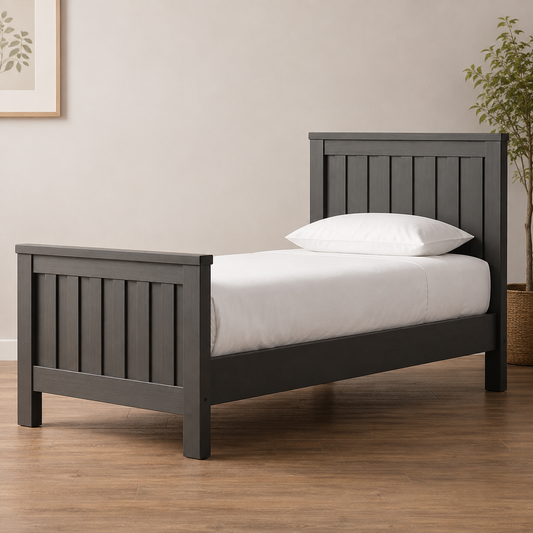 Charcoal Wood Slatted Bed Frame