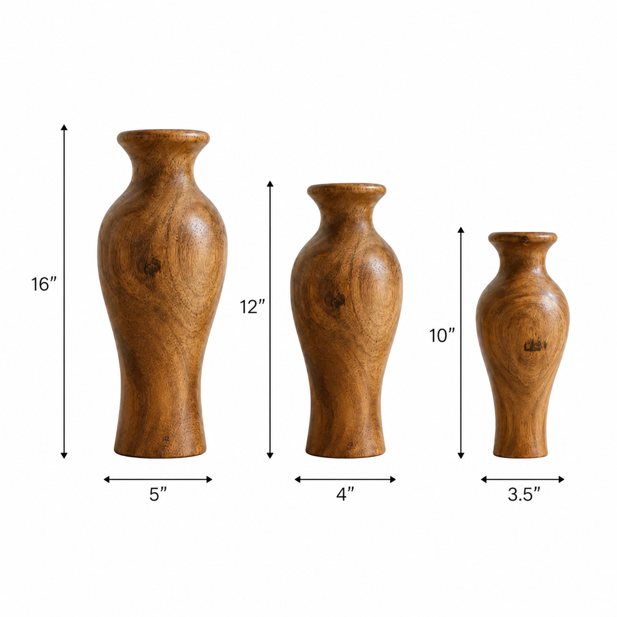 Handcrafted Wooden Vase Set