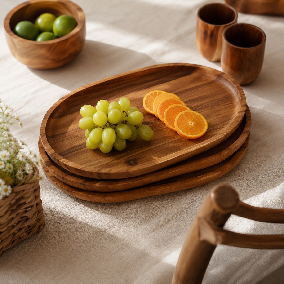 Wood Oval Serving Tray