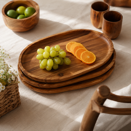 Wood Oval Serving Tray