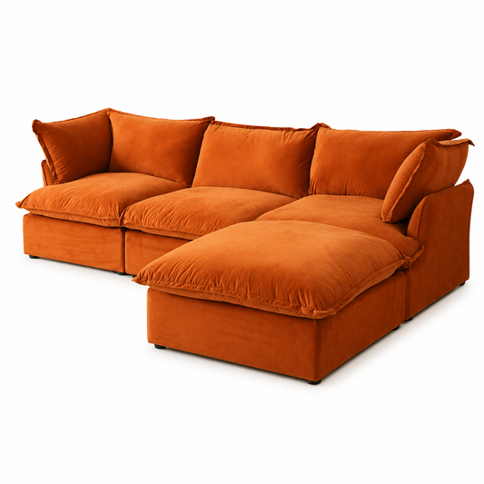 Terracotta Velvet Modular Cloud Sofa