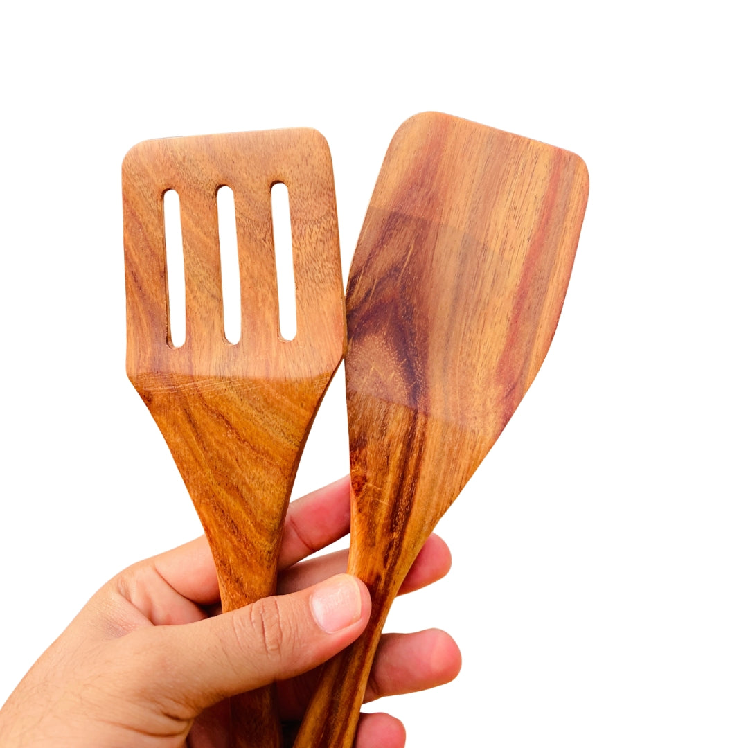 Rose Wood Spoon Set with Holder | 7 Pcs |