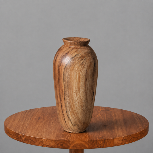 Natural Wood Tapered Vase