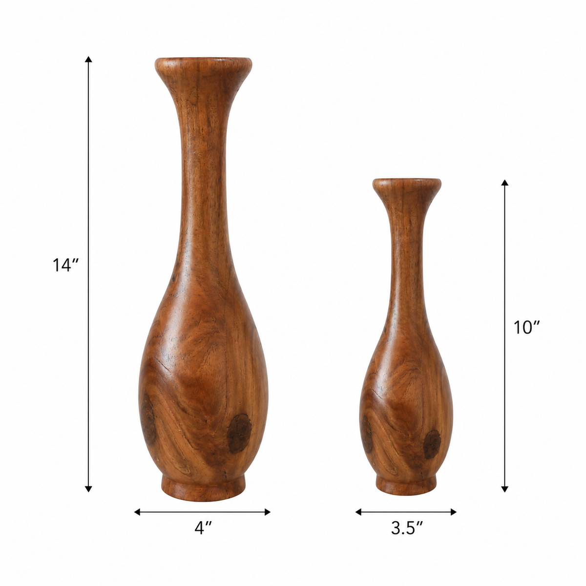 Slim Wooden Bud Vase – Set of 2