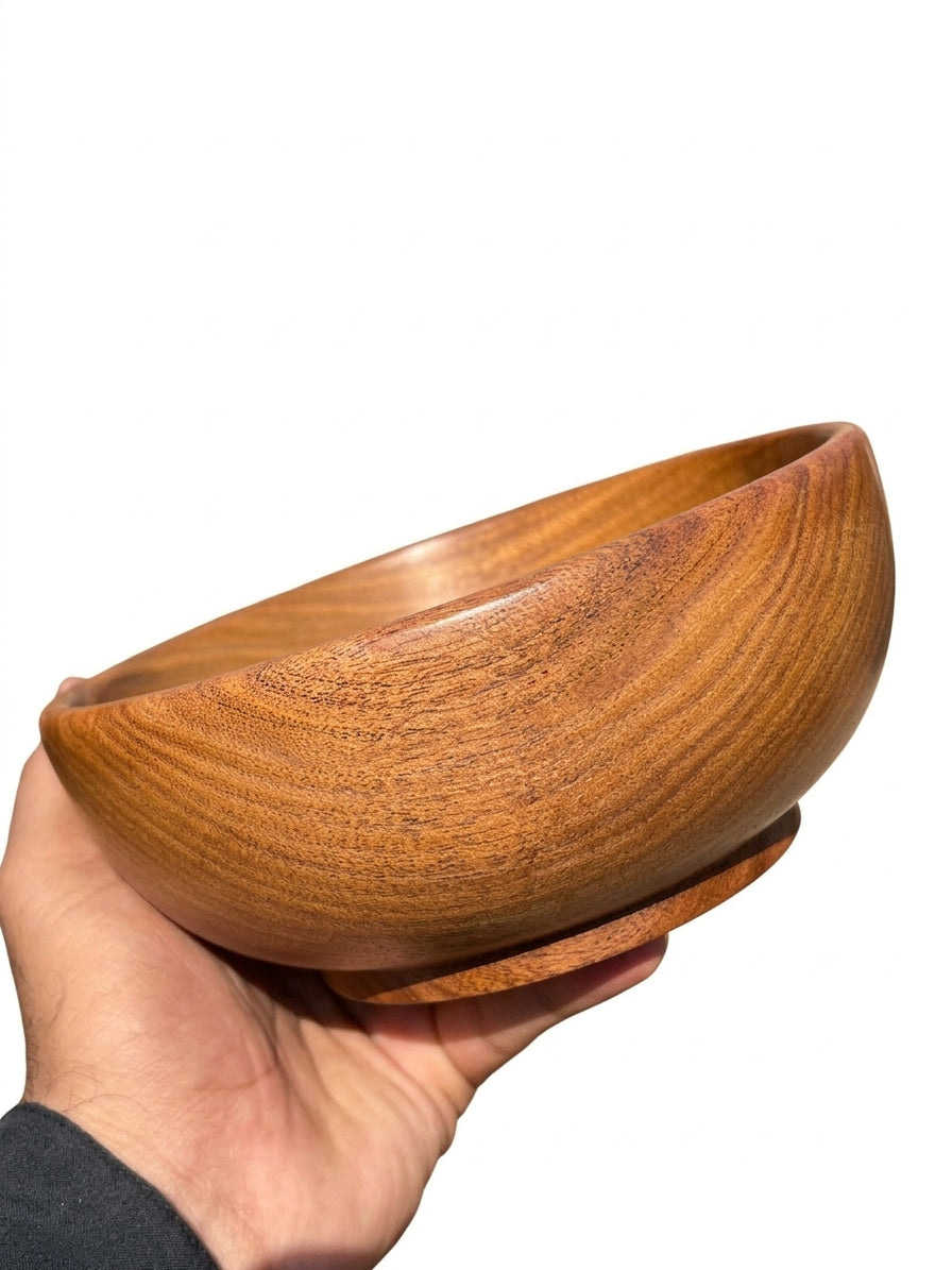 Handmade Wooden Nesting Bowl Set – Acacia Wood Serving Bowls for Salad, Soup & Snacks