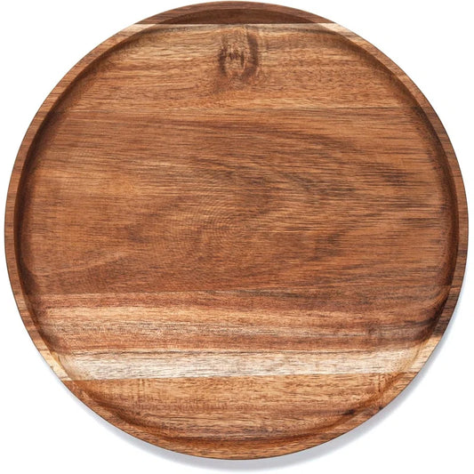 Round Acacia Wooden Tray for Kitchen/Countertop