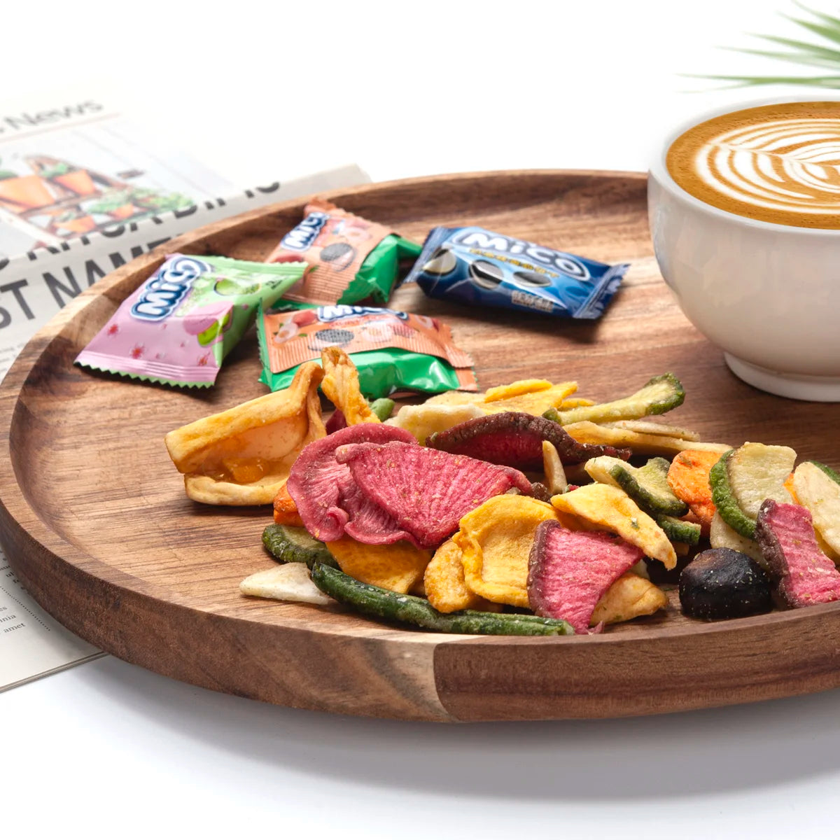 Round Acacia Wooden Tray for Kitchen/Countertop
