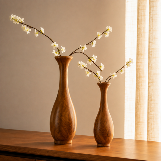 Slim Wooden Bud Vase – Set of 2