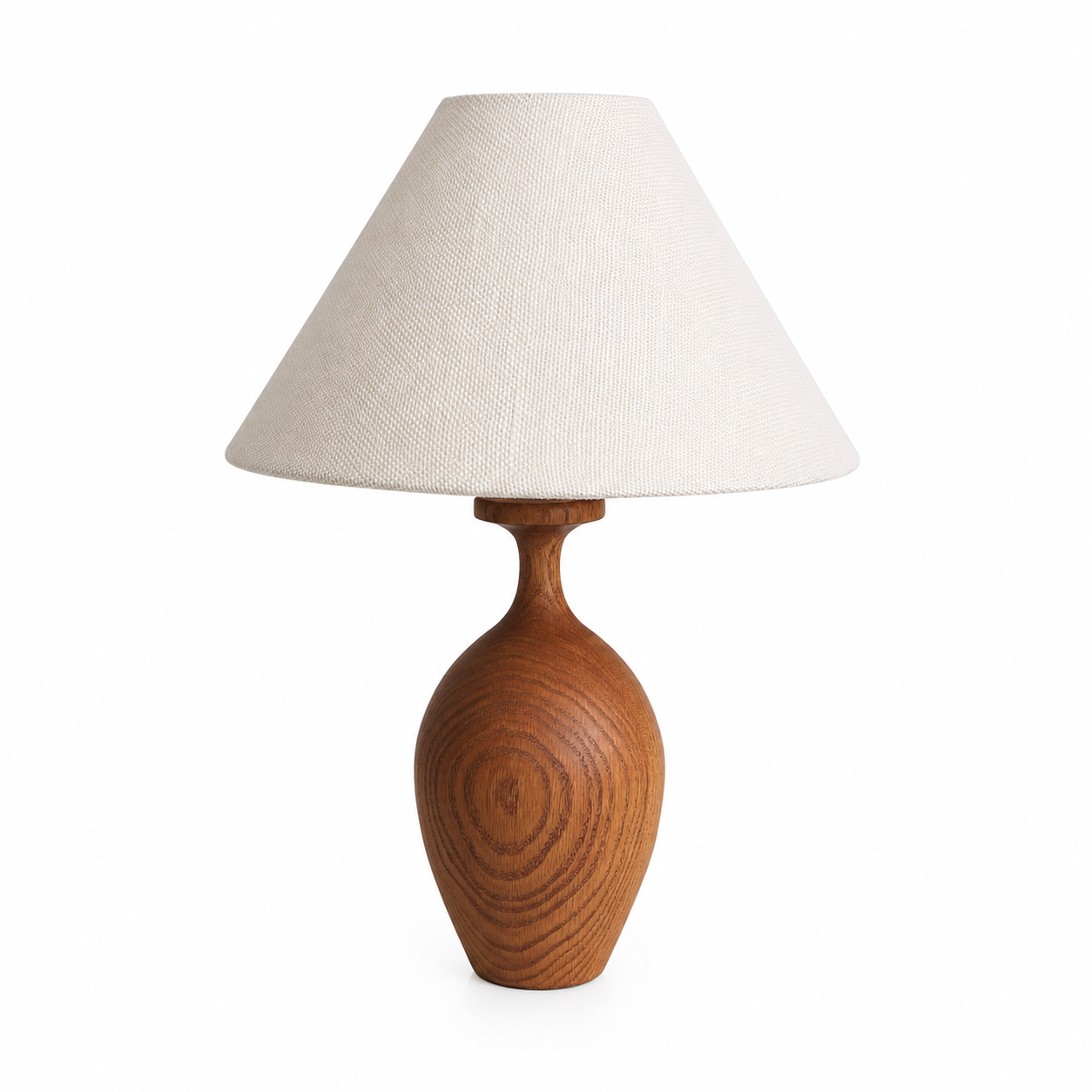 Amber Wood Table Lamp with Cone Shade